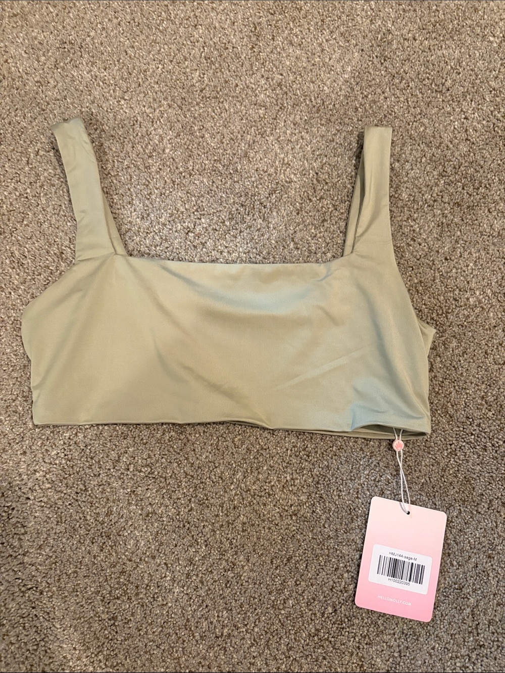 Hello Molly Light Olive Green Square Neck Crop Top